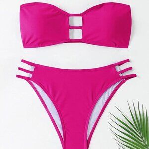 💖✨ Hot Pink Strapless Cutout Bikini Set | Size Medium | NWT ✨💖